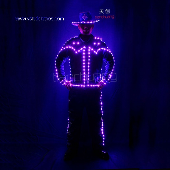 LED Electric Horseman Costume With LED Hat