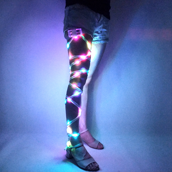 LED闪灯发光绑腿rave绑带腿环装饰edm闪光电音节潮配