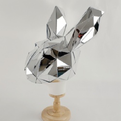 3D Rabbit Silver Mirror Helmet