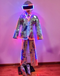 Silver mirror led robot costumes