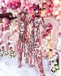 Stilts walker Rose golden mirror man