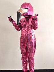 Pink mirrored flamingo performance costume