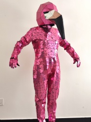 Pink mirrored flamingo performance costume