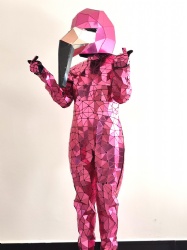 Pink mirrored flamingo performance costume